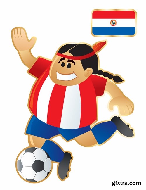 Collection of cartoon boy football footballer different countries vector image 25 EPS