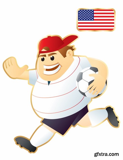 Collection of cartoon boy football footballer different countries vector image 25 EPS