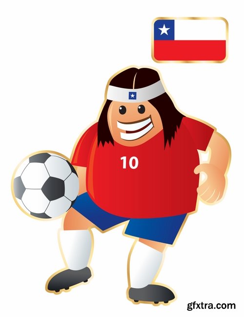 Collection of cartoon boy football footballer different countries vector image 25 EPS