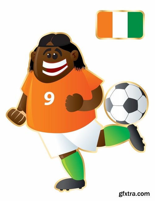 Collection of cartoon boy football footballer different countries vector image 25 EPS