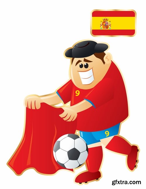 Collection of cartoon boy football footballer different countries vector image 25 EPS