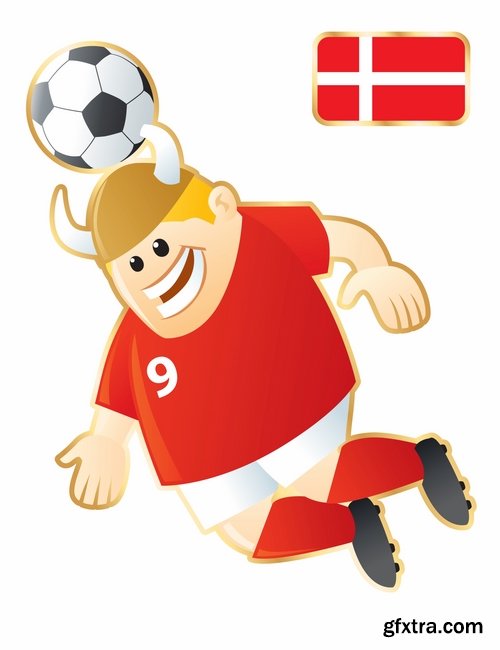 Collection of cartoon boy football footballer different countries vector image 25 EPS