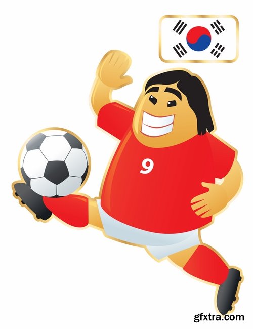 Collection of cartoon boy football footballer different countries vector image 25 EPS