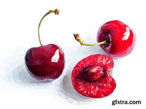 Collection of sweet cherry berry cherry vector image 25 EPS