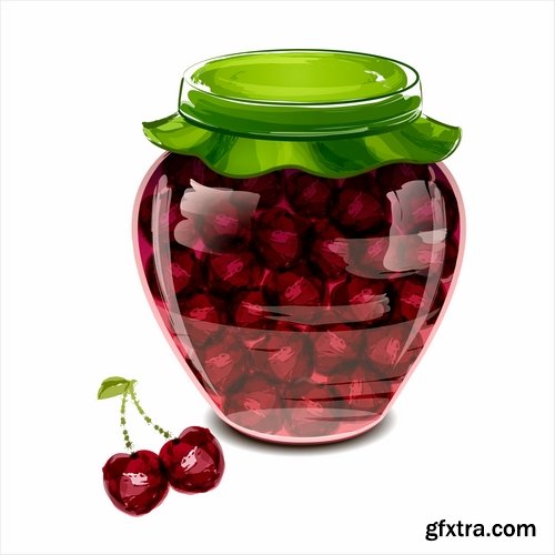 Collection of sweet cherry berry cherry vector image 25 EPS