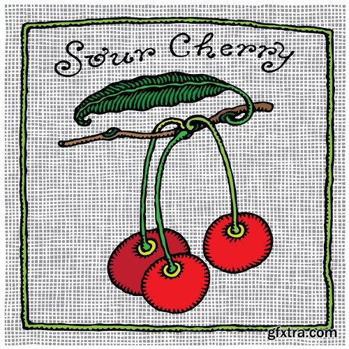 Collection of sweet cherry berry cherry vector image 25 EPS