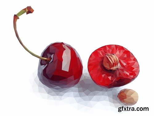 Collection of sweet cherry berry cherry vector image 25 EPS