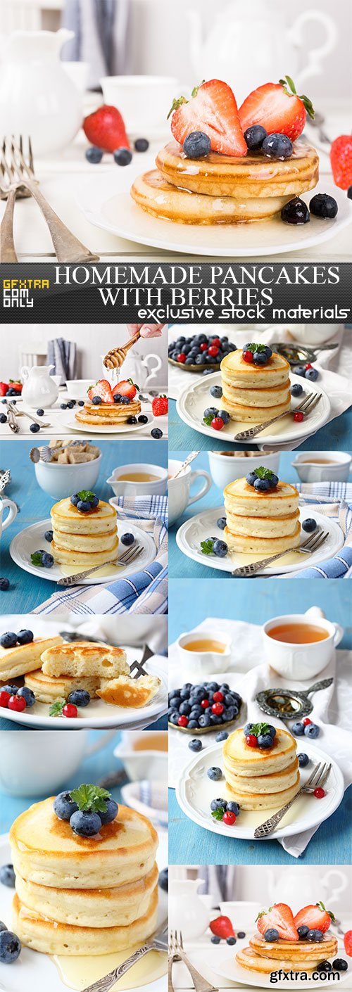 Homemade pancakes with berries, 8  x  UHQ JPEG