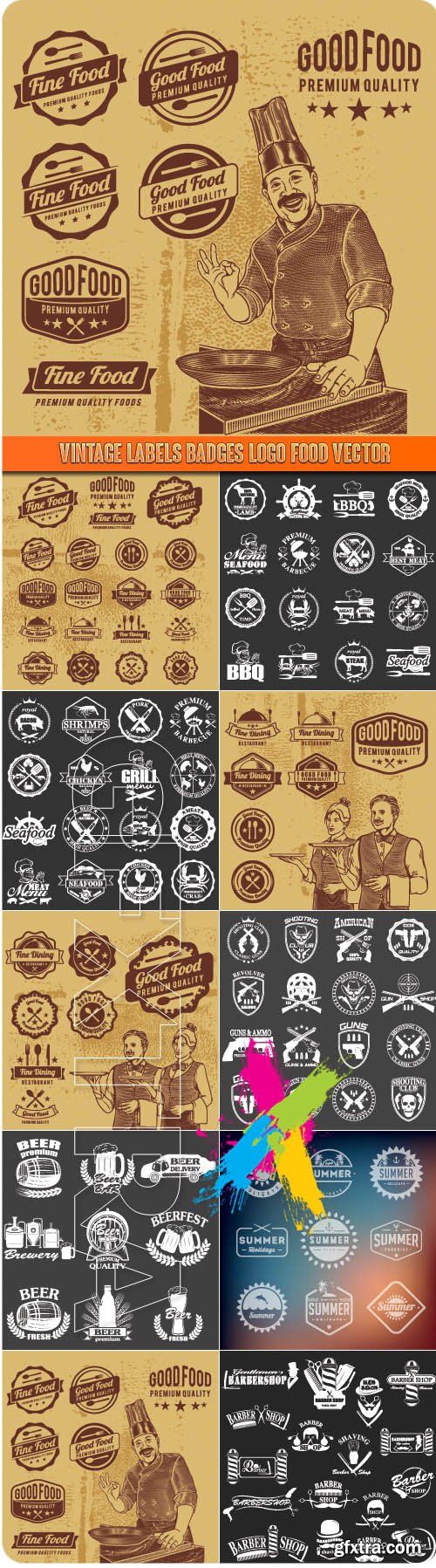 Vintage Labels Badges Logo Food vector