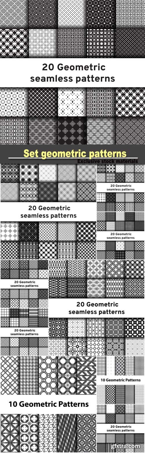 Set of vector geometric seamless texture