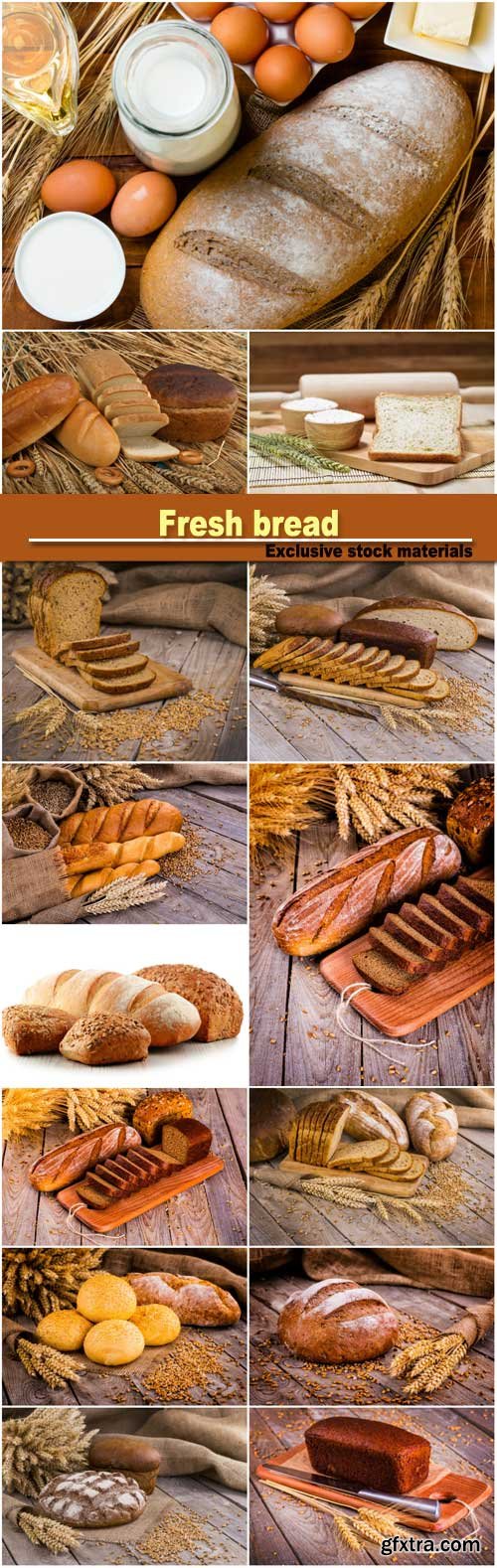 Fresh bread and wheat on the wooden