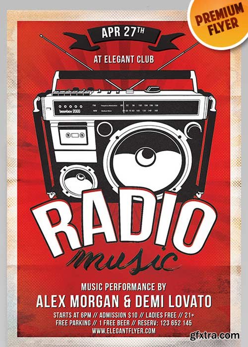 Retro Music Radio V1 Flyer PSD Template + Facebook Cover