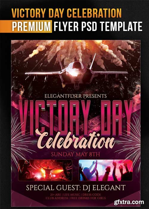 Victory Day V2 Flyer PSD Template + Facebook Cover