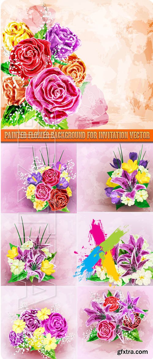 Painted flower background for invitation vector