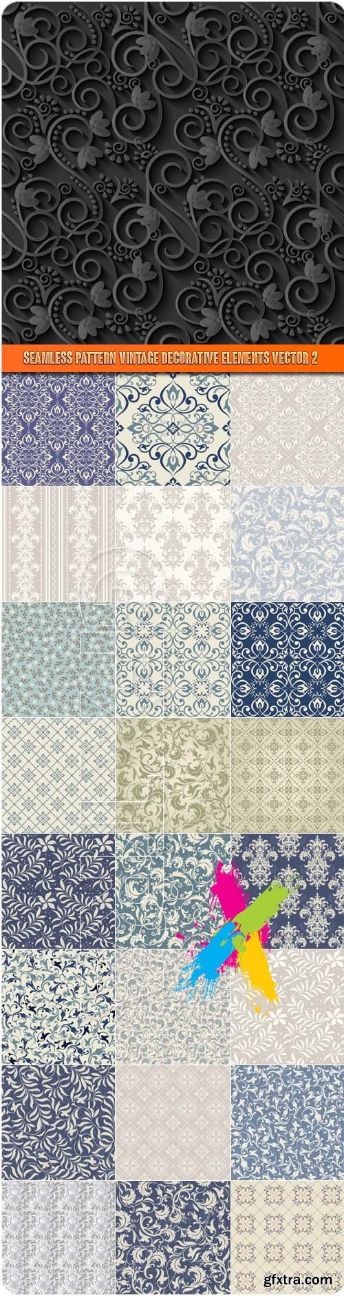 Seamless pattern vintage decorative elements vector 2