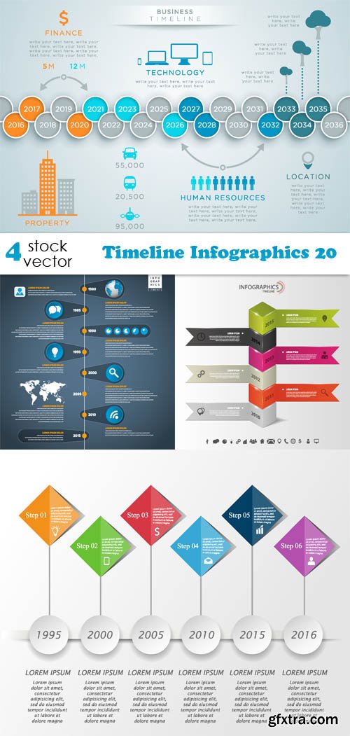 Vectors - Timeline Infographics 20