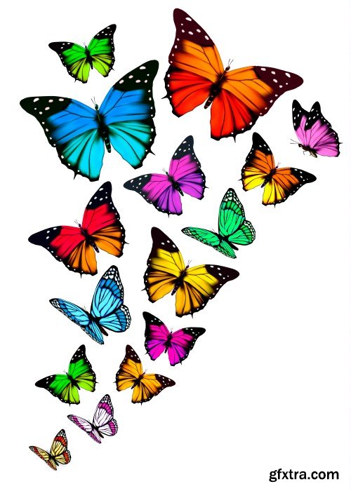 Set of colorful butterflies vector