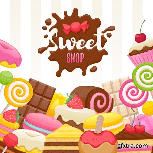 Vector backgrounds with sweets seamless texture