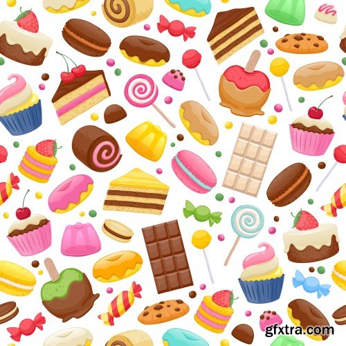 Vector backgrounds with sweets seamless texture