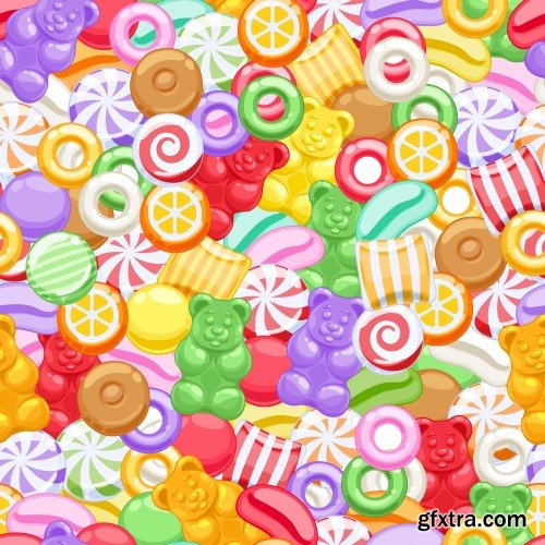 Vector backgrounds with sweets seamless texture