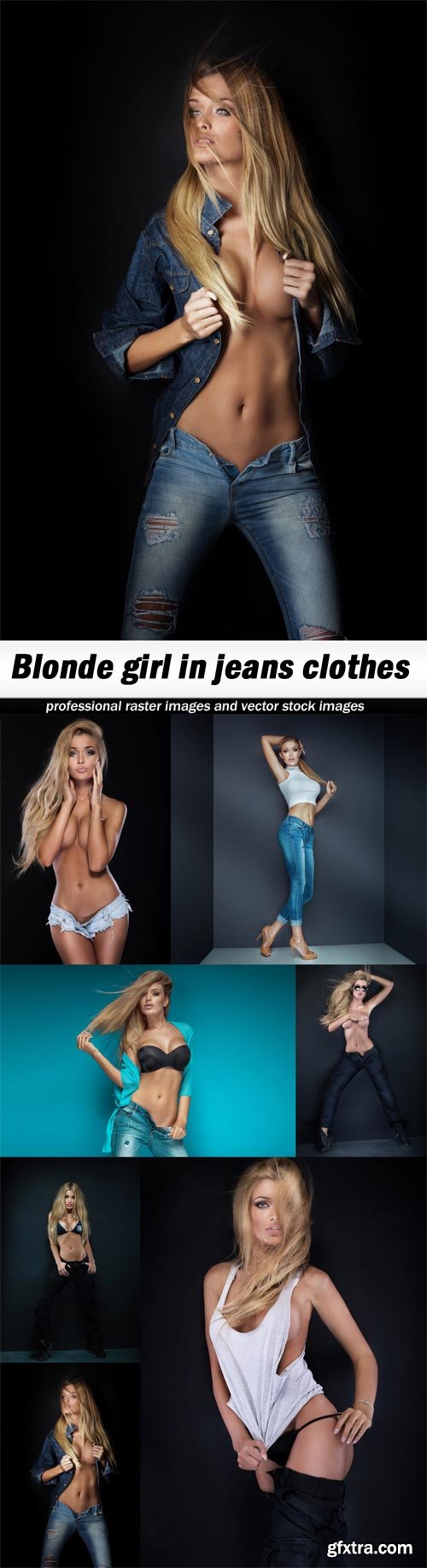 Blonde girl in jeans clothes-7xJPEGs