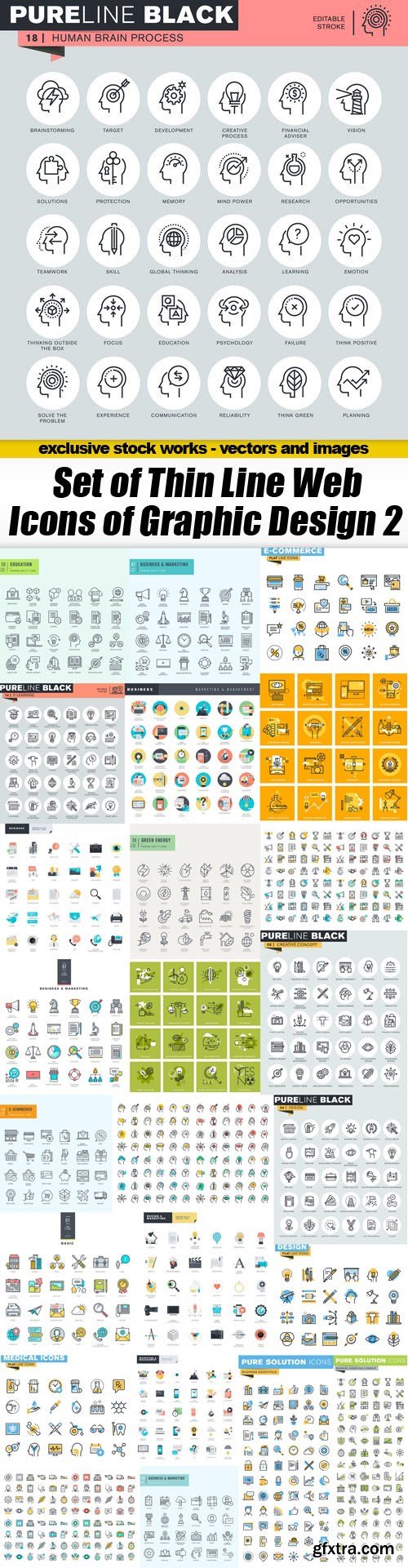 Set of Thin Line Web Icons of Graphic Design 2 - 25xEPS