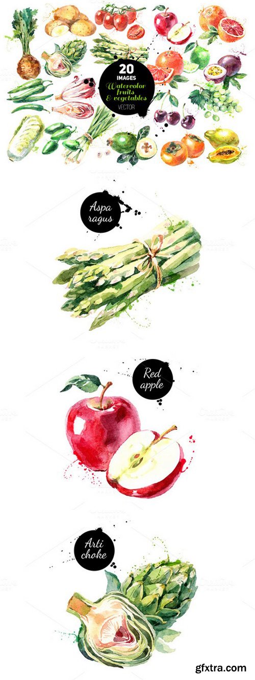 CM - Watercolor Fruits & Vegetables Set 620929