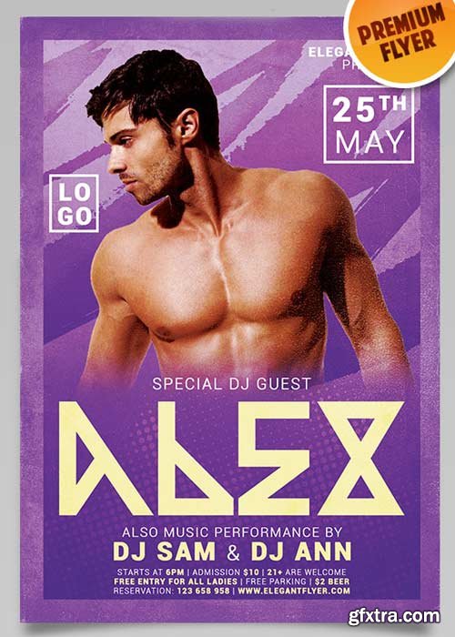 Dj Alex – Flyer PSD Template + Facebook Cover