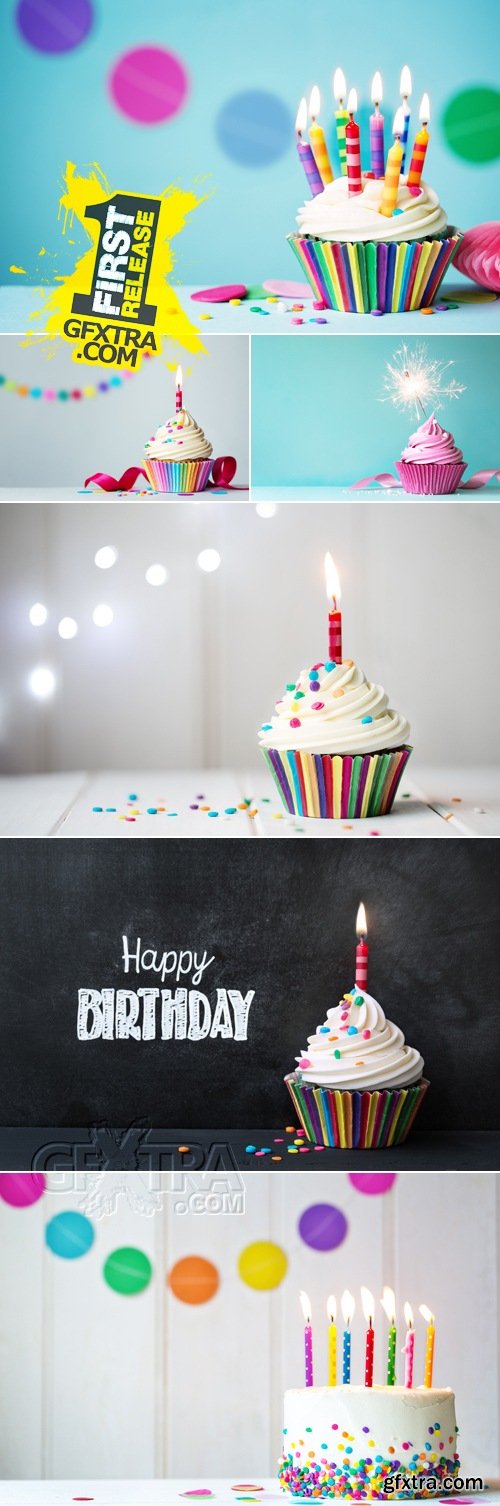 Stock Photo - Postcards with Birthday Cakes