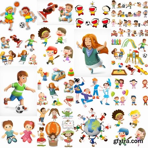 Collection of cartoon characters vector different picture man woman man 2-25 EPS