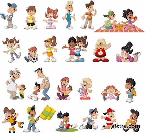 Collection of cartoon characters vector different picture man woman man 2-25 EPS