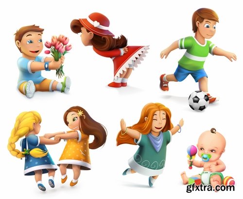 Collection of cartoon characters vector different picture man woman man 2-25 EPS