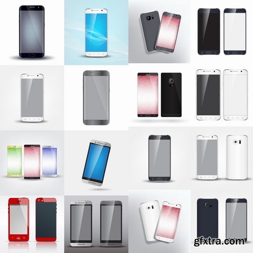 Collection of mobile phone design housing a different color plate 25 EPS