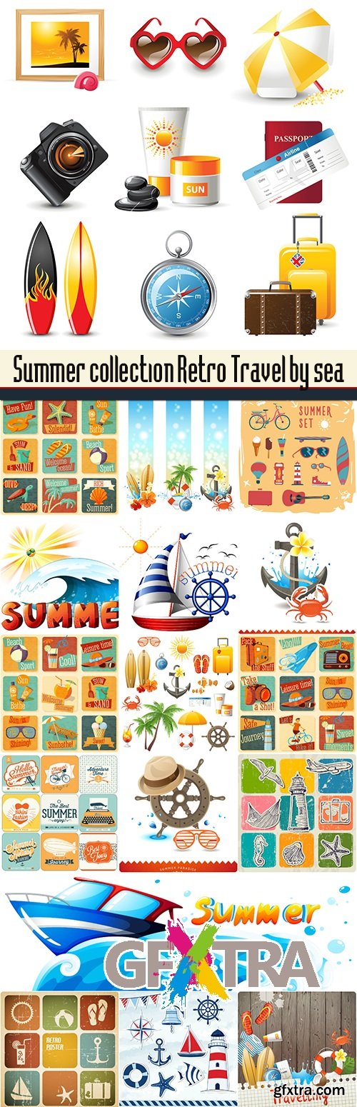 Summer collection Retro Travel by sea