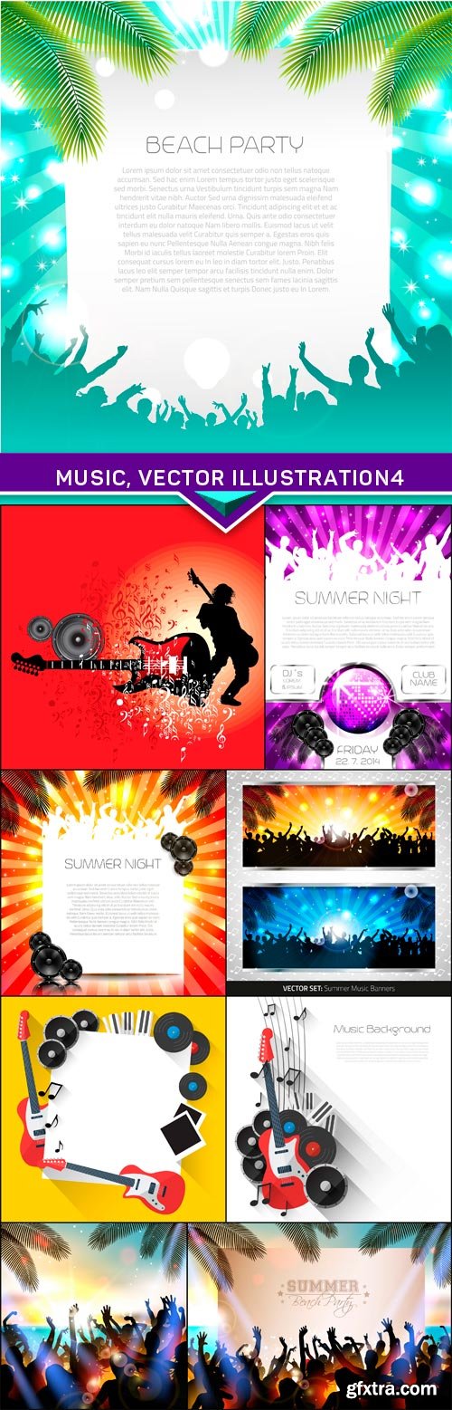 Music, vector illustration 4 9x EPS