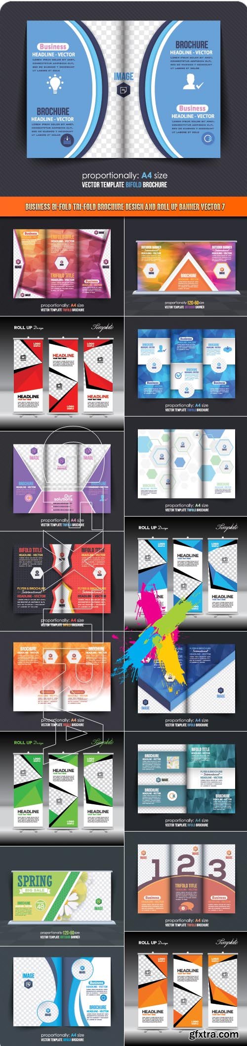 Business Bi-Fold Tri-Fold Brochure Design and Roll up banner vector 7