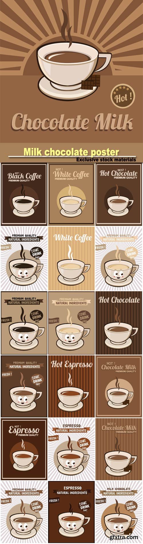 Milk chocolate poster, espresso, coffee