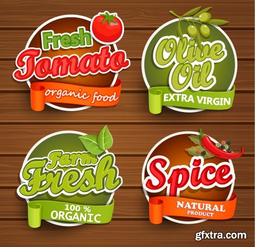 Food and drink elements, design label or sticker