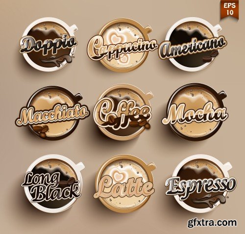 Food and drink elements, design label or sticker