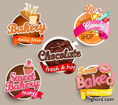 Food and drink elements, design label or sticker