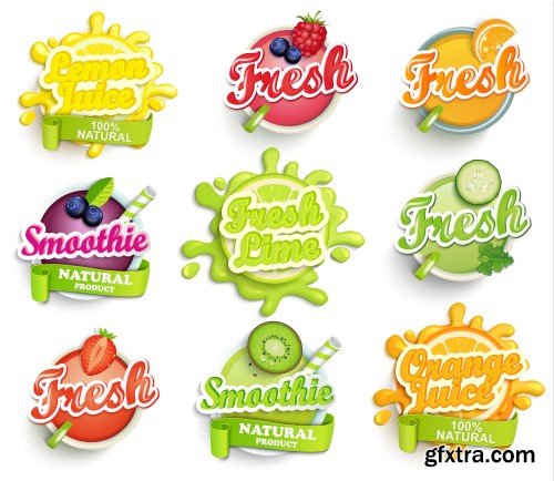 Food and drink elements, design label or sticker