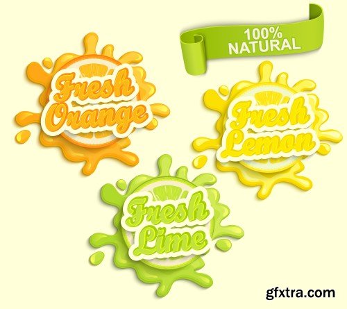 Food and drink elements, design label or sticker