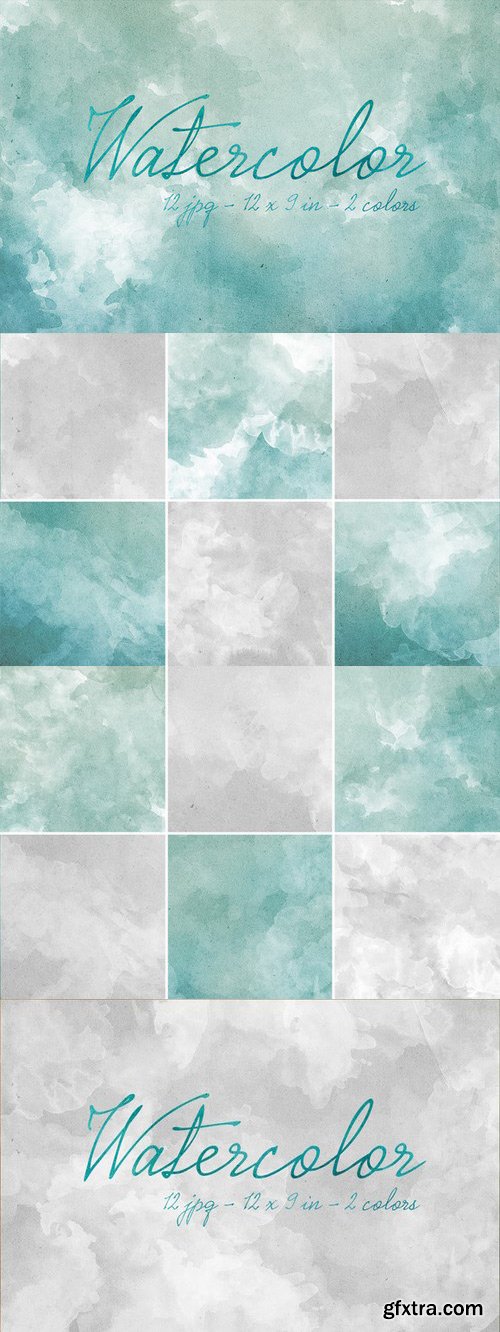 CM - 12 Blue Watercolor Backgrounds 405350