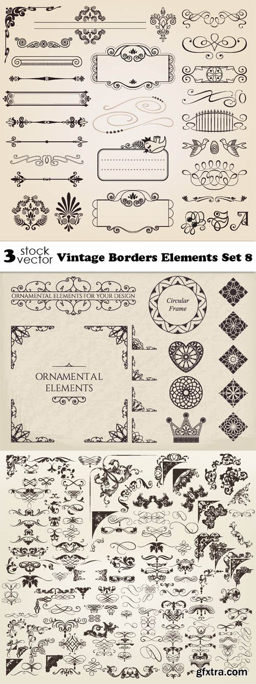 Vectors - Vintage Borders Elements Set 8