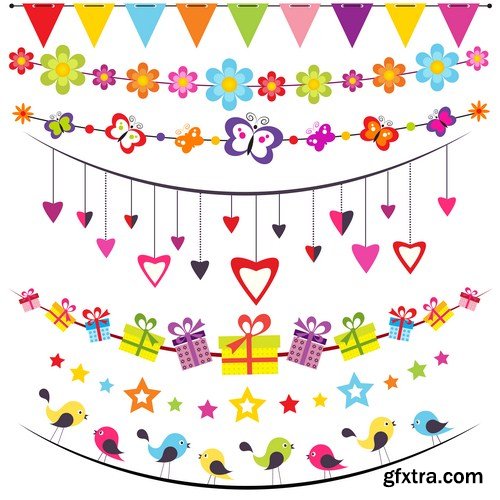 bunting & garland design set 15X EPS