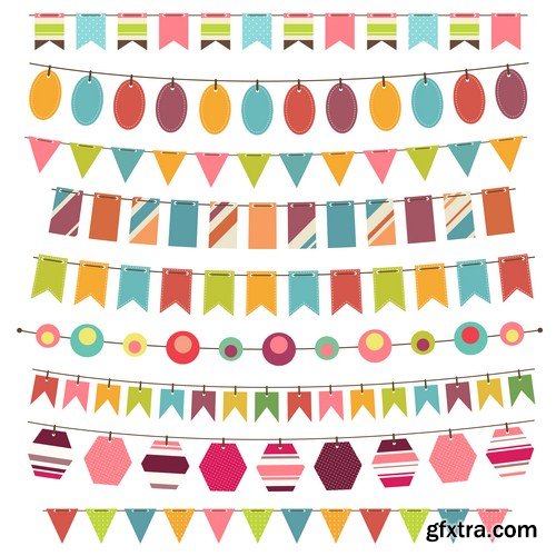 bunting & garland design set 15X EPS