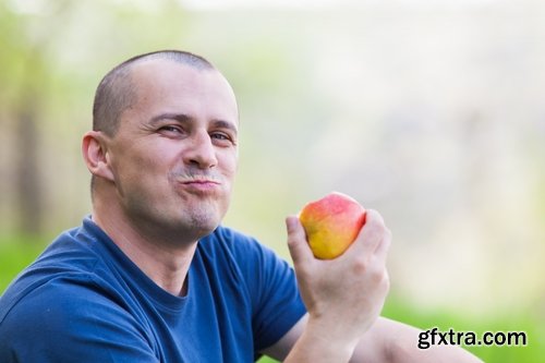 Collection of people man eating apple fruit vitamin benefits 25 HQ Jpeg