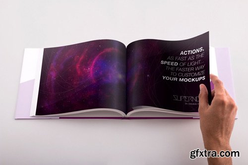 Hardcover Standard Landscape Book PSD Mockup 01