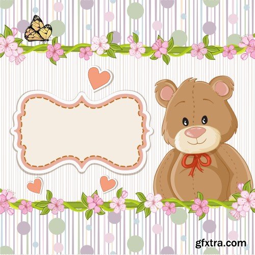 Vector card with bear cubs, children's backgrounds