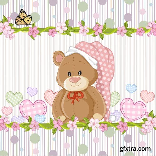 Vector card with bear cubs, children's backgrounds